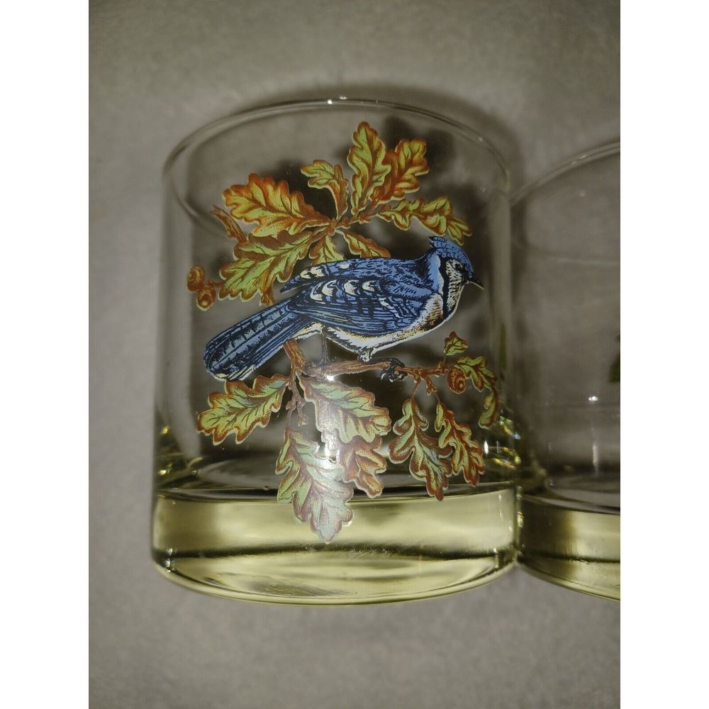 Set Of 2 Vintage Glass American Song Bird Cocktail Juice Water‎ Glasses - Picture 3 of 5